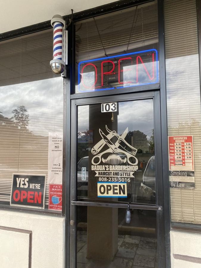 Barber pole by the door